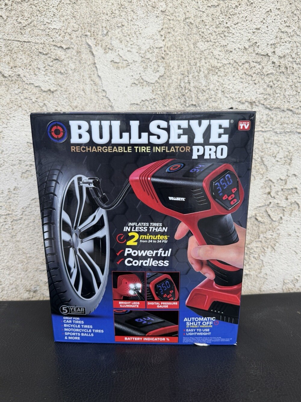 BULLSEYE PRO Tire Inflator with Pressure Gauge, Compact and Portable, Automatic